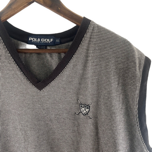 Men’s Herringbone Polo Golf XL Sweater Vest Brown Tan Clubs